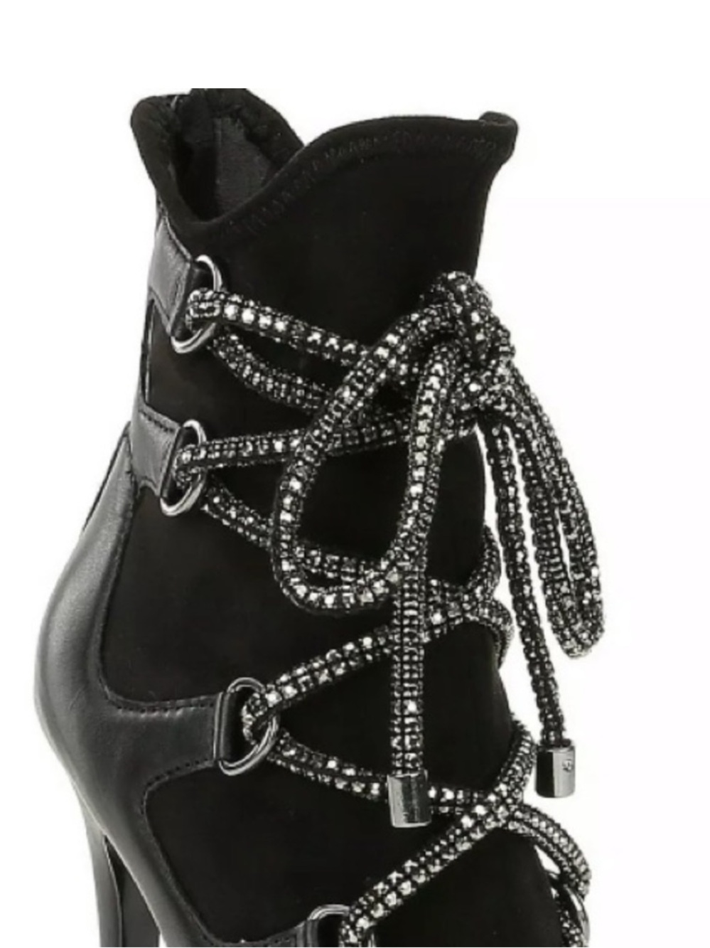 Steve Madden Black Lace-Up Peep-Toe Ankle Boots - Women Size 8.5 - Picture 5 of 9